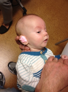 Getting his first molds done for hearing aids. 